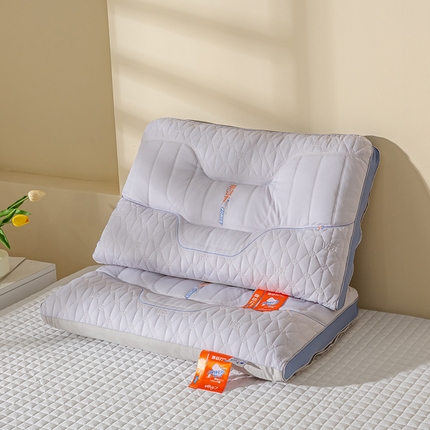 萌番宝 2025新款护颈枕劲动力羽丝绒星级酒店枕芯 灰色双凹劲动力48*74cm