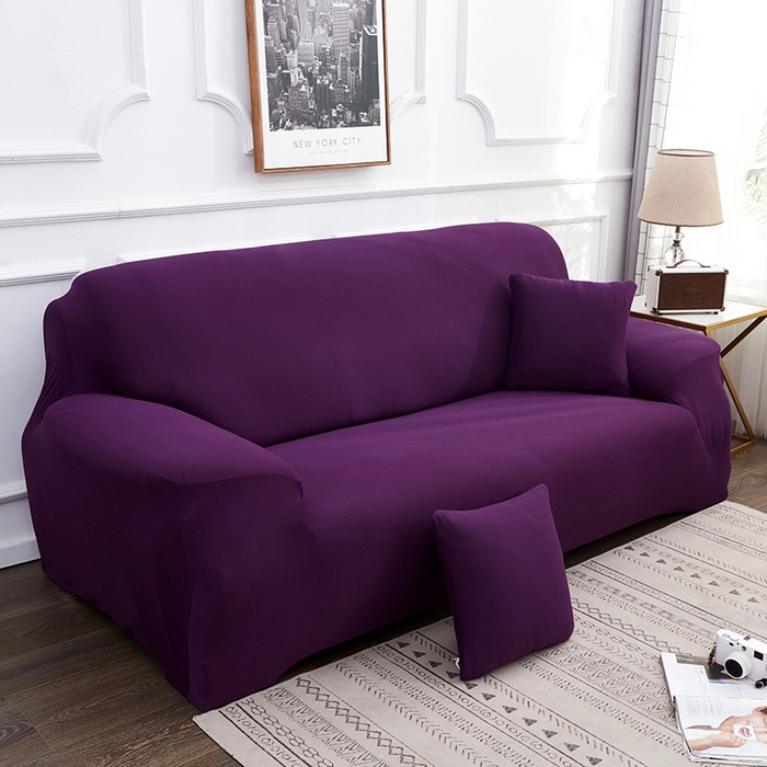 91家纺网 家纺一手货源 找家纺 逐日沙发套 2025新款牛奶丝纯色沙发套 纯色紫色