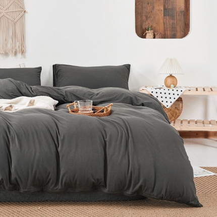 91家纺网 家纺一手货源 找家纺 （总）良品汇馆 【天竺棉纯色四件套】日式无印西川针织棉四件套良品纯色天竺棉床品套件床单床笠柔软