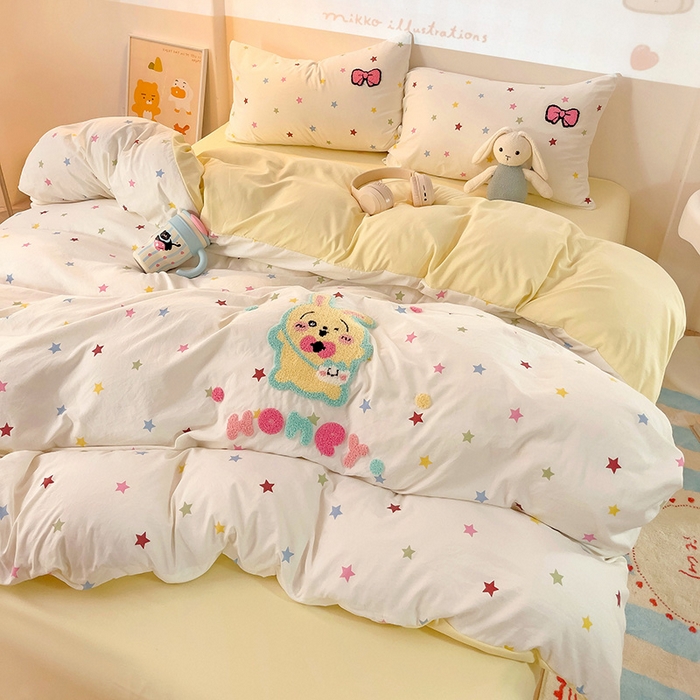 91家纺网 家纺一手货源 找家纺 茉礼 2025新款云朵棉毛巾绣印花四件套 乌萨奇