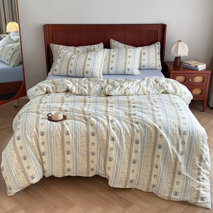 91家纺网 家纺一手货源 找家纺 （总）仟网汇 2025新款有氧全棉双层纱四件套