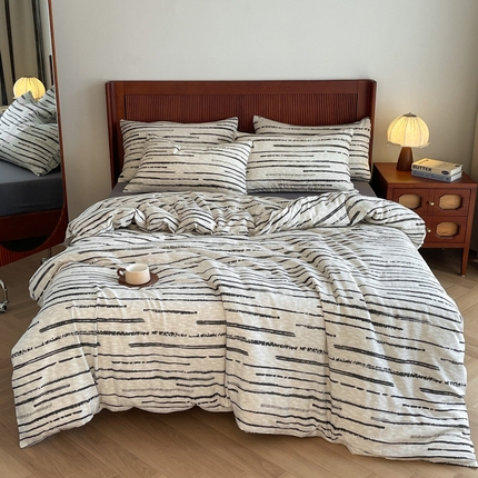 91家纺网 家纺一手货源 找家纺 （总）仟网汇 2025新款有氧全棉双层纱四件套