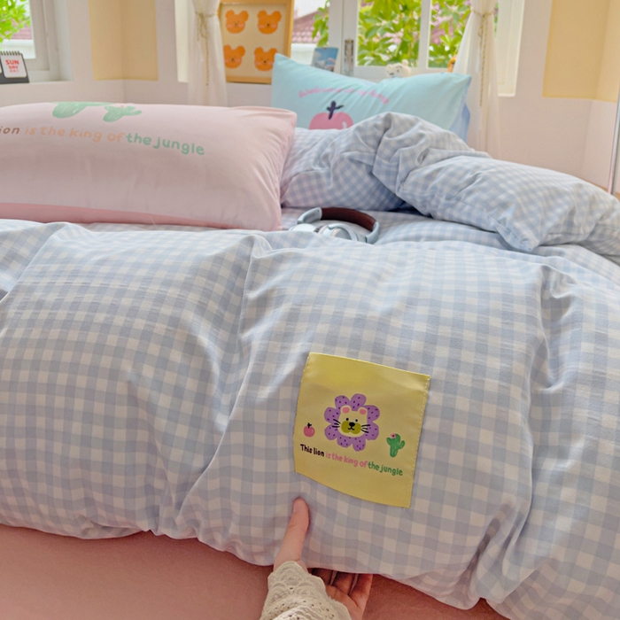 91家纺网 家纺一手货源 找家纺 茉礼 2025新款大版贴布绣水洗棉四件套 小狮子