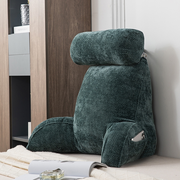 91家纺网 家纺一手货源 找家纺 一兰家纺 2025新款单人加厚雪芙绒格三角靠垫床上靠枕沙发靠背阅读枕 爱荳-橄榄绿