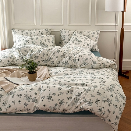 91家纺网 家纺一手货源 找家纺 （总）良品汇馆 【天竺棉田园碎花卡通四件套】日式无印印花针织四件套良品天竺棉四件套田园碎花卡通床品套件