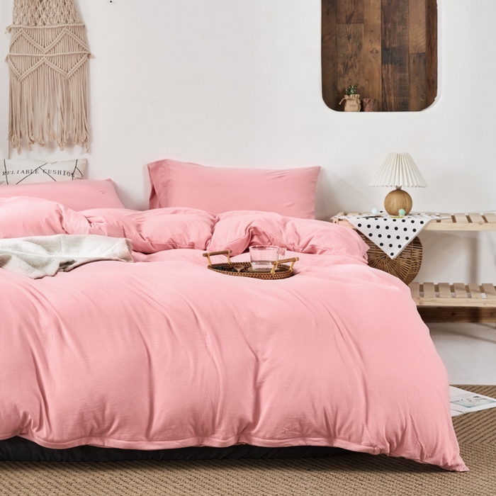 91家纺网 家纺一手货源 找家纺 （总）良品汇馆 【天竺棉纯色四件套】日式无印西川针织棉四件套良品纯色天竺棉床品套件床单床笠柔软