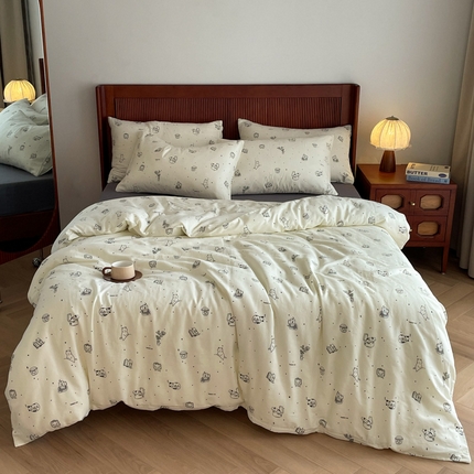 91家纺网 家纺一手货源 找家纺 （总）仟网汇 2025新款有氧全棉双层纱四件套