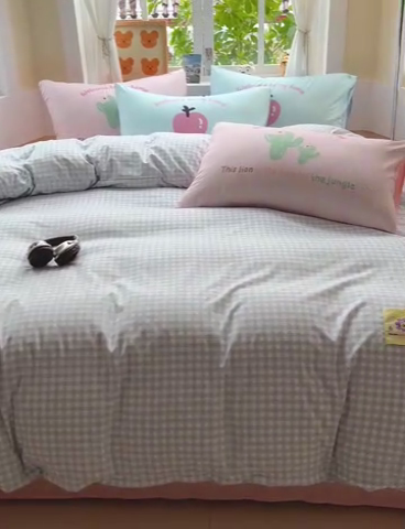 91家纺网 家纺一手货源 找家纺 茉礼 2025新款大版贴布绣水洗棉四件套 小狮子