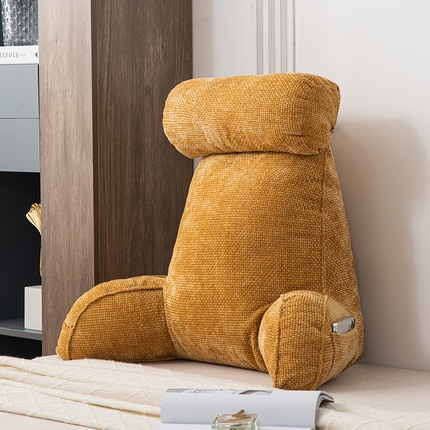 一兰家纺 2025新款单人加厚雪芙绒格三角靠垫床上靠枕沙发靠背阅读枕 爱荳-芥末黄