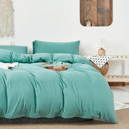 91家纺网 家纺一手货源 找家纺 （总）良品汇馆 【天竺棉纯色四件套】日式无印西川针织棉四件套良品纯色天竺棉床品套件床单床笠柔软