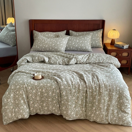 91家纺网 家纺一手货源 找家纺 （总）仟网汇 2025新款有氧全棉双层纱四件套