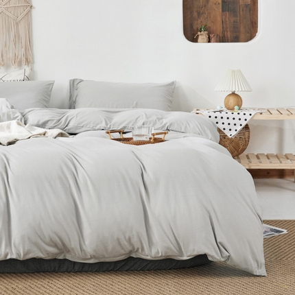 91家纺网 家纺一手货源 找家纺 （总）良品汇馆 【天竺棉纯色四件套】日式无印西川针织棉四件套良品纯色天竺棉床品套件床单床笠柔软