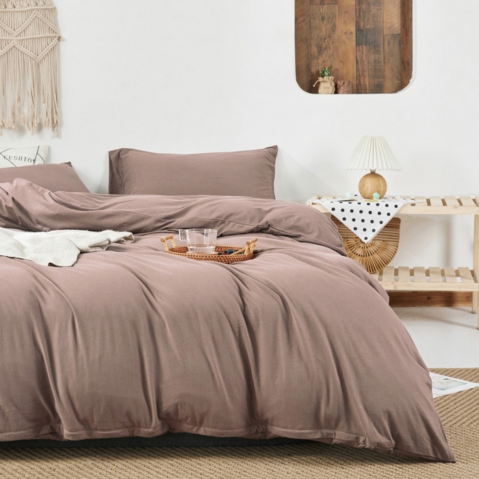 91家纺网 家纺一手货源 找家纺 （总）良品汇馆 【天竺棉纯色四件套】日式无印西川针织棉四件套良品纯色天竺棉床品套件床单床笠柔软