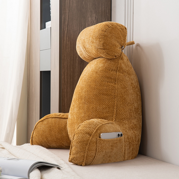 91家纺网 家纺一手货源 找家纺 一兰家纺 2025新款单人加厚雪芙绒格三角靠垫床上靠枕沙发靠背阅读枕 爱荳-芥末黄