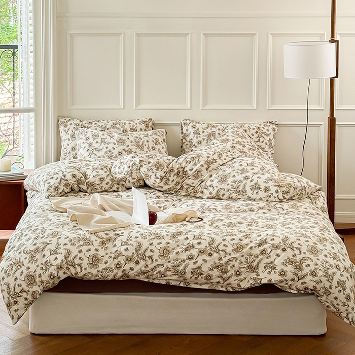 91家纺网 家纺一手货源 找家纺 （总）良品汇馆 【天竺棉田园碎花卡通四件套】日式无印印花针织四件套良品天竺棉四件套田园碎花卡通床品套件