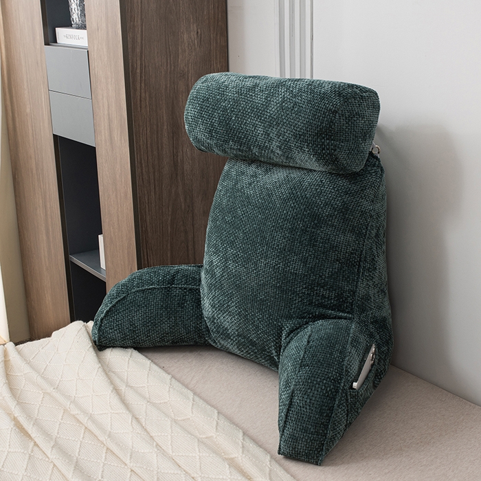 91家纺网 家纺一手货源 找家纺 一兰家纺 2025新款单人加厚雪芙绒格三角靠垫床上靠枕沙发靠背阅读枕 爱荳-橄榄绿