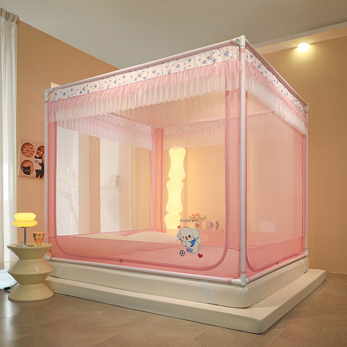 91家纺网 家纺一手货源 找家纺 迪凡保罗蚊帐 2025新款2404+2502外穿杆防摔坐床蚊帐 2502樱花粉