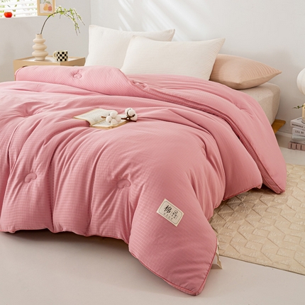 91家纺网 家纺一手货源 找家纺 （买家秀 爆款不断货）母婴级A类原棉立体提花大豆被子春秋被秋冬被大豆纤维被子被芯原棉大豆被立体大豆被 棉感生活-豆沙