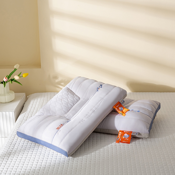 91家纺网 家纺一手货源 找家纺 萌番宝 2025新款护颈枕劲动力羽丝绒星级酒店枕芯 灰色单凹劲动力48*74cm