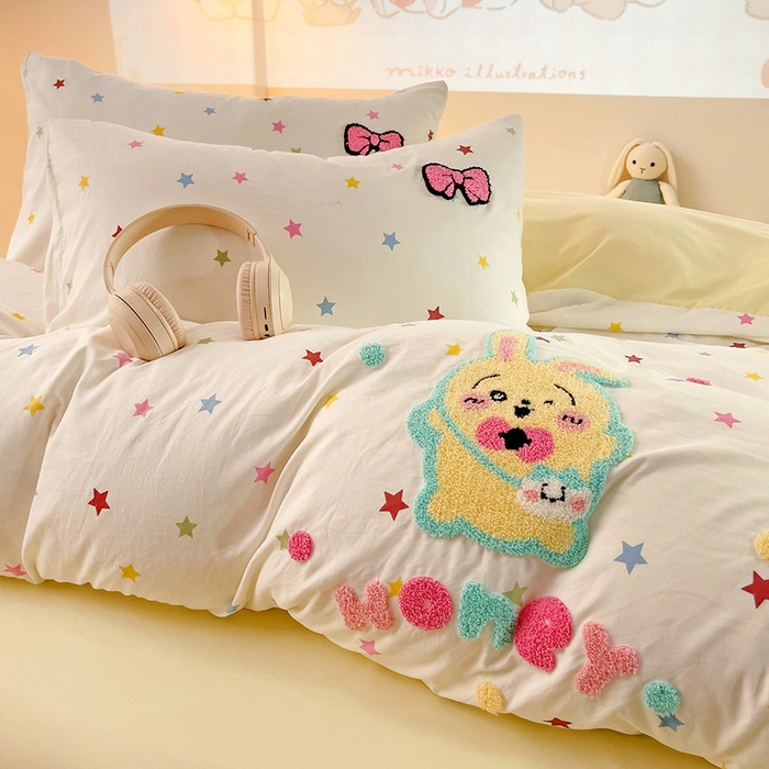 91家纺网 家纺一手货源 找家纺 茉礼 2025新款云朵棉毛巾绣印花四件套 乌萨奇