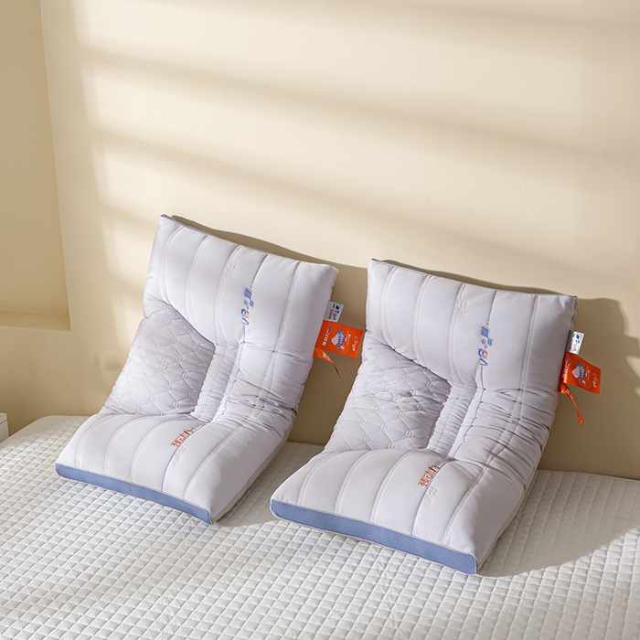 91家纺网 家纺一手货源 找家纺 萌番宝 2025新款护颈枕劲动力羽丝绒星级酒店枕芯 灰色单凹劲动力48*74cm