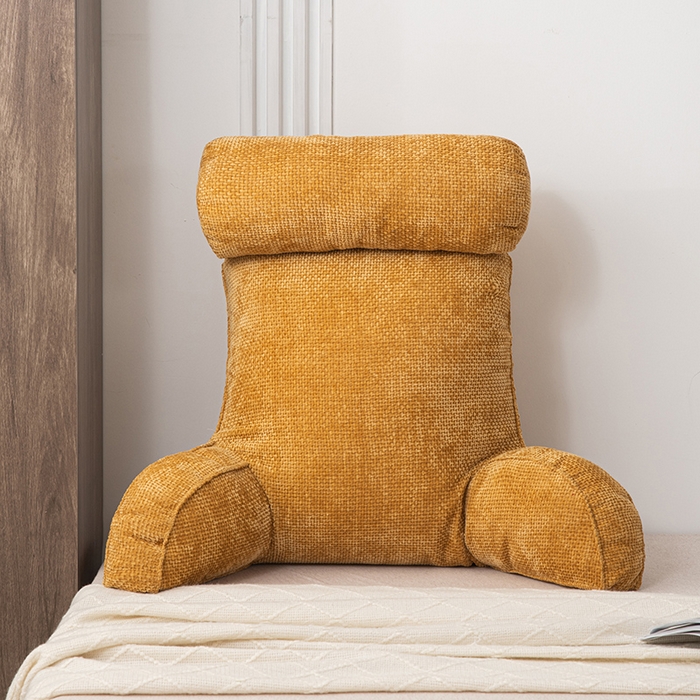 91家纺网 家纺一手货源 找家纺 一兰家纺 2025新款单人加厚雪芙绒格三角靠垫床上靠枕沙发靠背阅读枕 爱荳-芥末黄