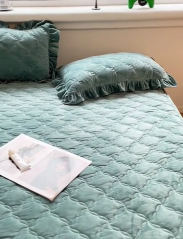 91家纺网 家纺一手货源 找家纺 （总）忘忧草 2023新款宝宝绒夹棉床裙保暖牛奶绒优雅系列