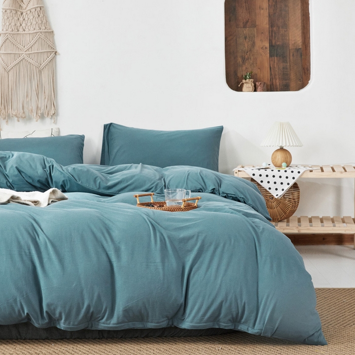 91家纺网 家纺一手货源 找家纺 （总）良品汇馆 【天竺棉纯色四件套】日式无印西川针织棉四件套良品纯色天竺棉床品套件床单床笠柔软