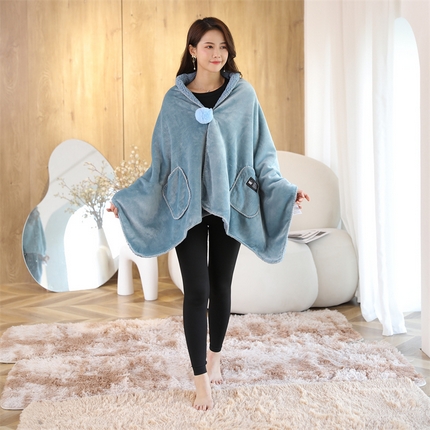 制梦家纺 2025新款法兰绒羊羔绒多功能毛毯 孔雀蓝