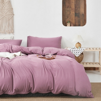 91家纺网 家纺一手货源 找家纺 （总）良品汇馆 【天竺棉纯色四件套】日式无印西川针织棉四件套良品纯色天竺棉床品套件床单床笠柔软