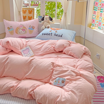 茉礼 2025新款大版贴布绣水洗棉四件套 甜甜日记