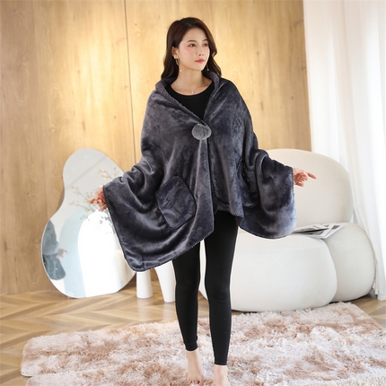 制梦家纺 2025新款法兰绒羊羔绒多功能毛毯 深灰