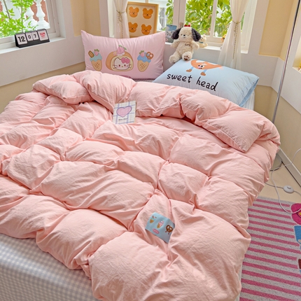 91家纺网 家纺一手货源 找家纺 （总）茉礼 2025新款大版贴布绣水洗棉四件套