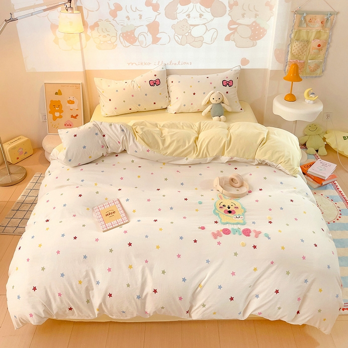 91家纺网 家纺一手货源 找家纺 茉礼 2025新款云朵棉毛巾绣印花四件套 乌萨奇