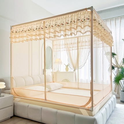 91家纺网 家纺一手货源 找家纺 （总）艺利轩蚊帐 2025新款床笠式大空间防摔坐床蚊帐-紫荆花