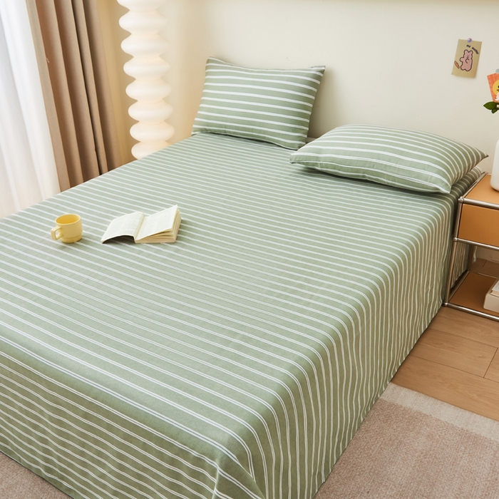 91家纺网 家纺一手货源 找家纺 首爱家纺 2025新款老粗布全棉纯棉床单三件套软凉席子 鸿雁