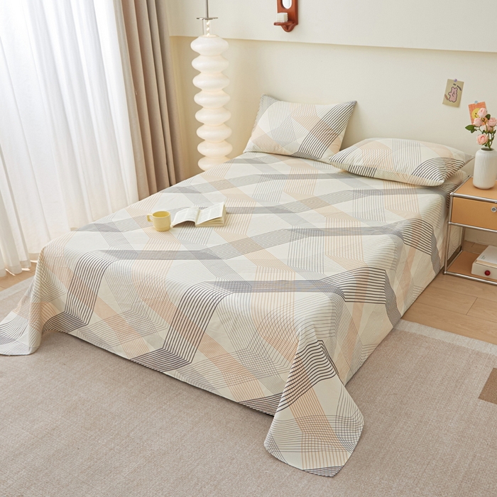 91家纺网 家纺一手货源 找家纺 首爱家纺 2025新款老粗布全棉纯棉床单三件套软凉席子 素笺