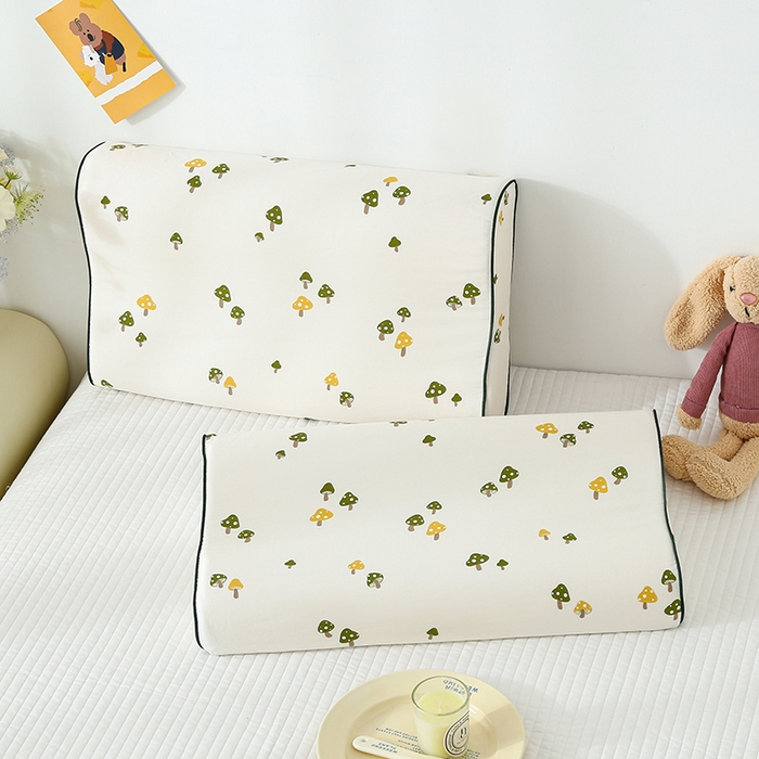 91家纺网 家纺一手货源 找家纺 良佐生活 2025春夏新款水洗天丝棉乳胶枕套 蘑菇乐园