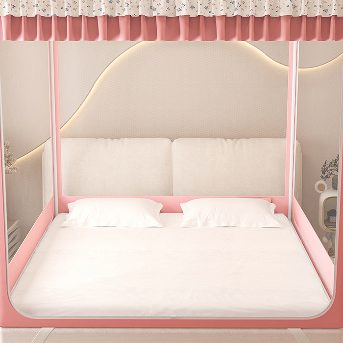 91家纺网 家纺一手货源 找家纺 2025新款2507印花夹棉遮光保暖坐床蚊帐 朵朵香