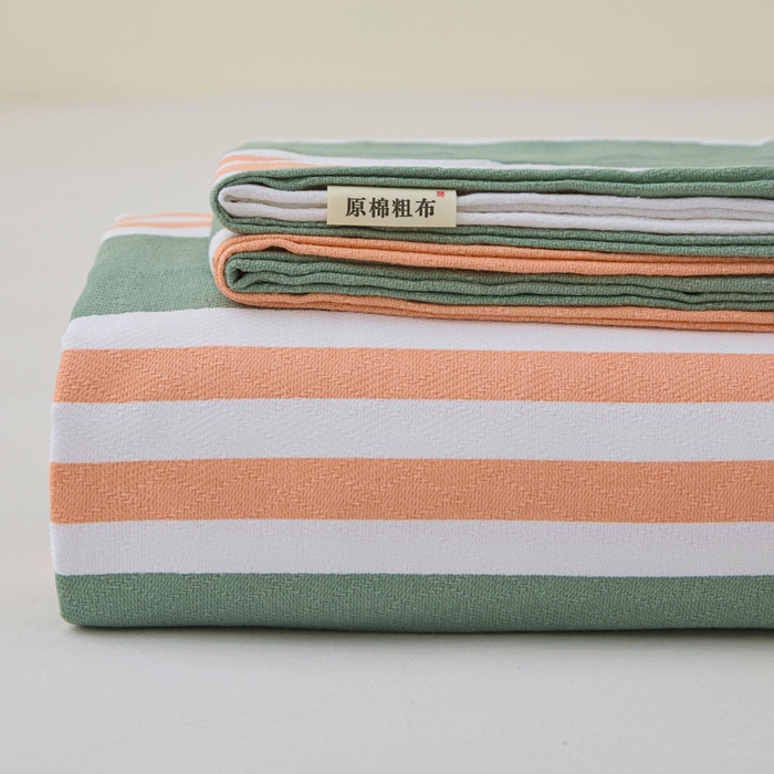 91家纺网 家纺一手货源 找家纺 首爱家纺 2025新款老粗布全棉纯棉床单三件套软凉席子 北海道