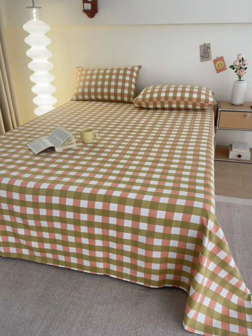 91家纺网 家纺一手货源 找家纺 首爱家纺 2025新款老粗布全棉纯棉床单三件套软凉席子 春娇