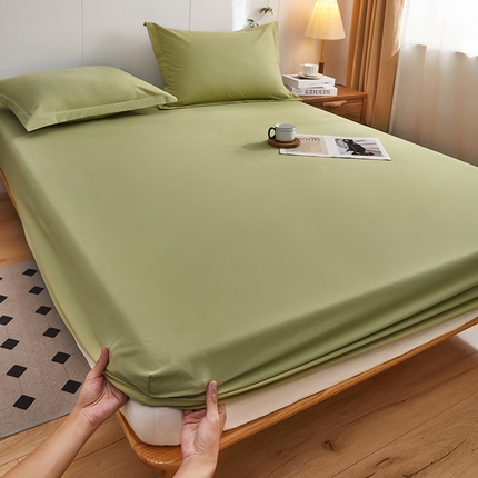 91家纺网 家纺一手货源 找家纺 （买家秀）（爆款花型 不断货）A类母婴级纯色纯棉全棉床笠三件套纯色全棉纯棉床笠全棉纯棉纯色床笠三件套 牛油果绿