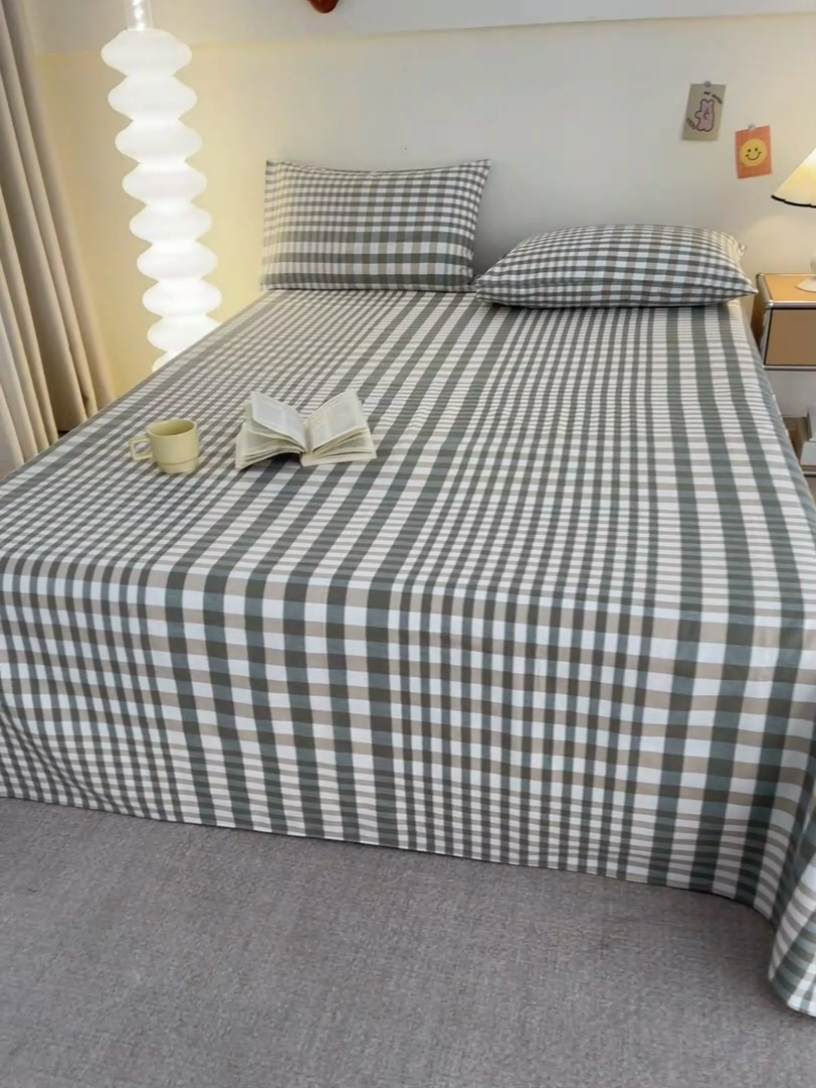 91家纺网 家纺一手货源 找家纺 首爱家纺 2025新款老粗布全棉纯棉床单三件套软凉席子 澜庭