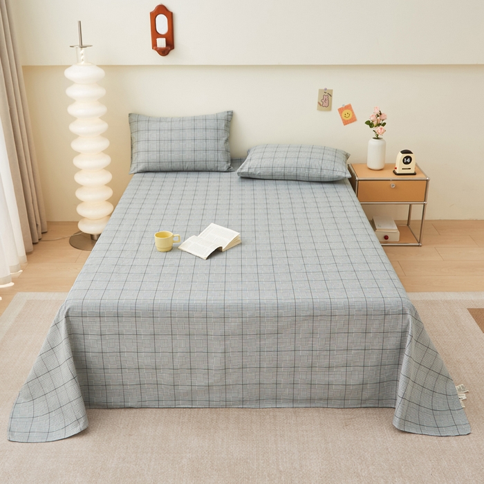 91家纺网 家纺一手货源 找家纺 首爱家纺 2025新款老粗布全棉纯棉床单三件套软凉席子 素韵格