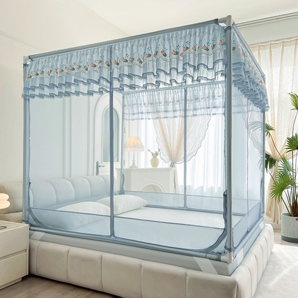 91家纺网 家纺一手货源 找家纺 （总）艺利轩蚊帐 2025新款床笠式大空间防摔坐床蚊帐-紫荆花