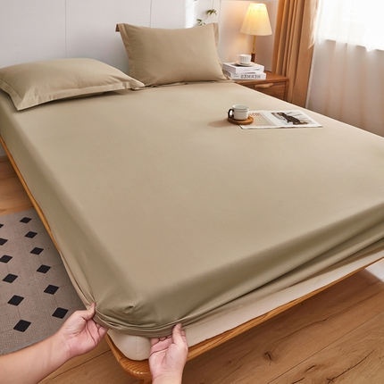 91家纺网 家纺一手货源 找家纺 （买家秀）（爆款花型 不断货）A类母婴级纯色纯棉全棉床笠三件套纯色全棉纯棉床笠全棉纯棉纯色床笠三件套 深咖