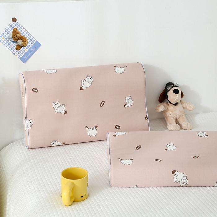 91家纺网 家纺一手货源 找家纺 良佐生活 2025春夏新款水洗天丝棉乳胶枕套 萌小喵-玉