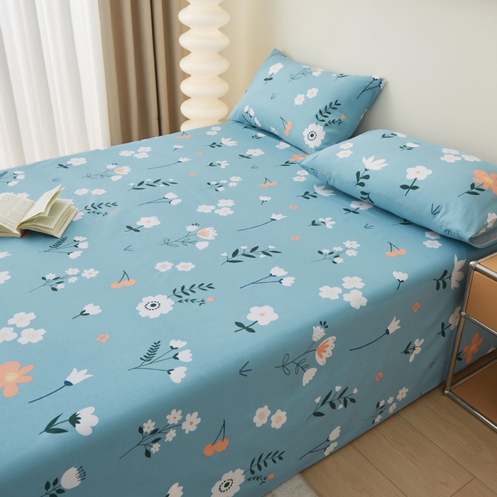 91家纺网 家纺一手货源 找家纺 首爱家纺 2025新款老粗布全棉纯棉床单三件套软凉席子 青森