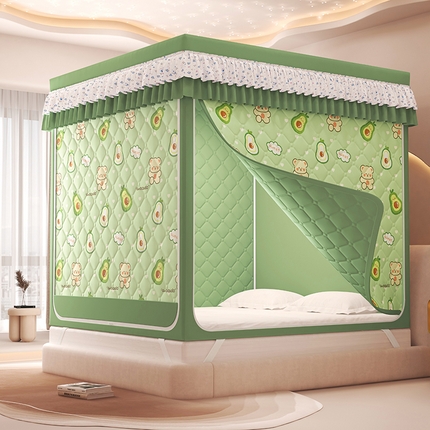 91家纺网 家纺一手货源 找家纺 （总）2025新款2507印花夹棉遮光保暖坐床蚊帐