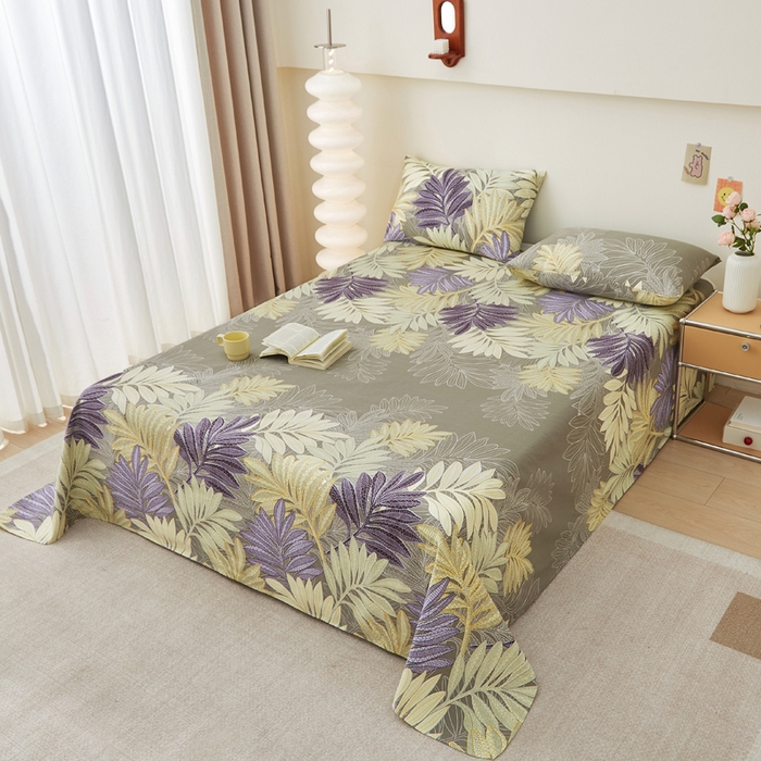 91家纺网 家纺一手货源 找家纺 首爱家纺 2025新款老粗布全棉纯棉床单三件套软凉席子 秀颜